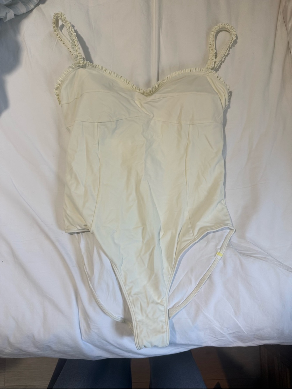 summersalt Cream One-Piece Swimsuit with Ruffle Straps